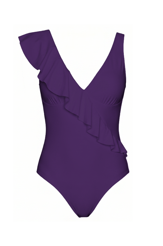 V-Neck Ruffle One-Piece Swimsuit | SWOP006