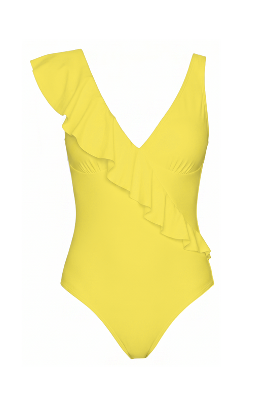 V-Neck Ruffle One-Piece Swimsuit | SWOP006