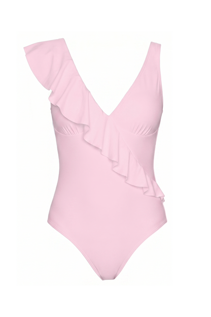 V-Neck Ruffle One-Piece Swimsuit | SWOP006