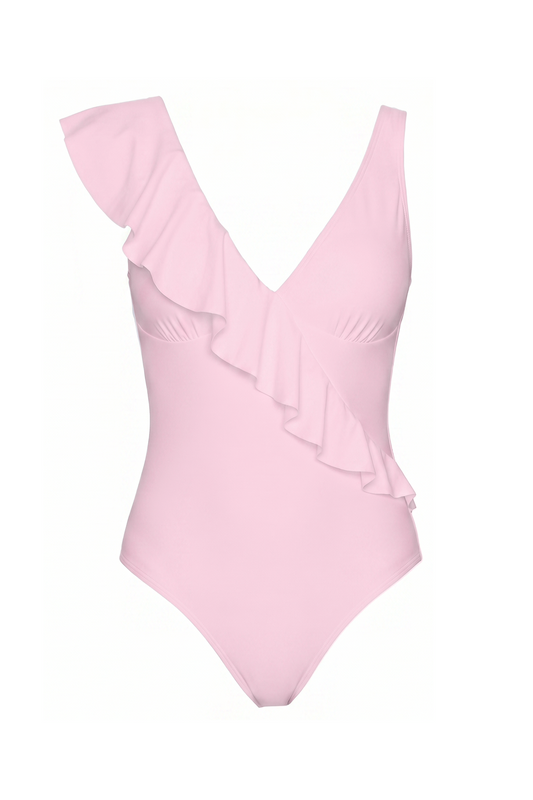 V-Neck Ruffle One-Piece Swimsuit | SWOP006