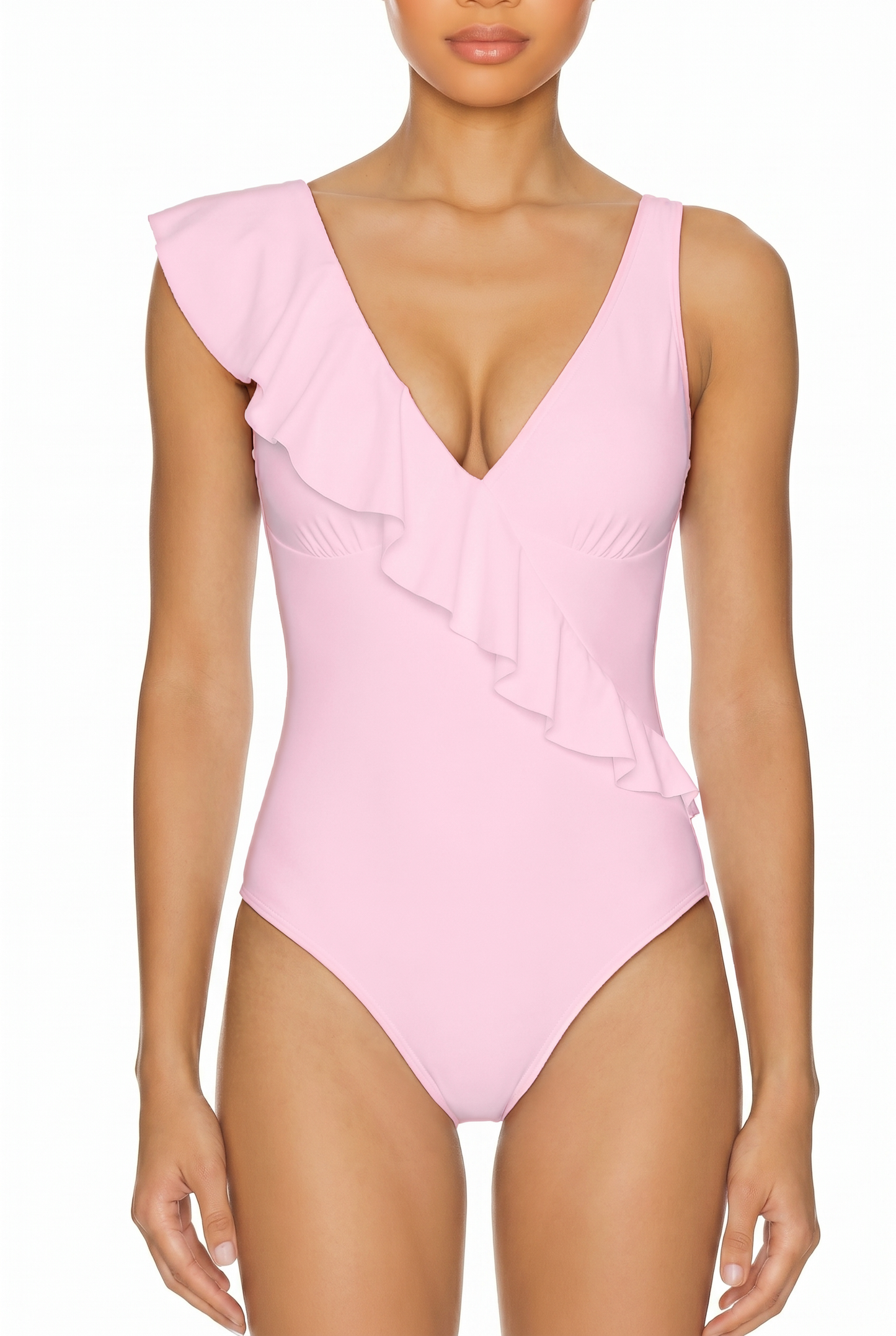 V-Neck Ruffle One-Piece Swimsuit | SWOP006
