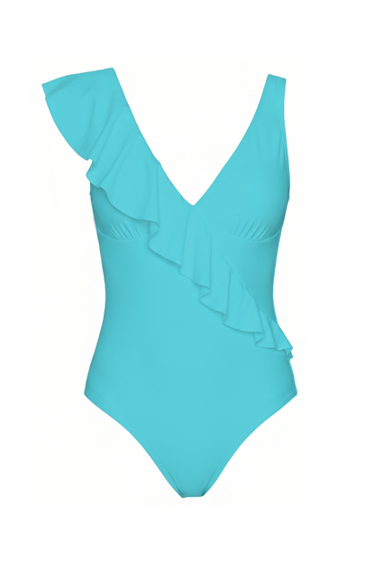 V-Neck Ruffle One-Piece Swimsuit | SWOP006