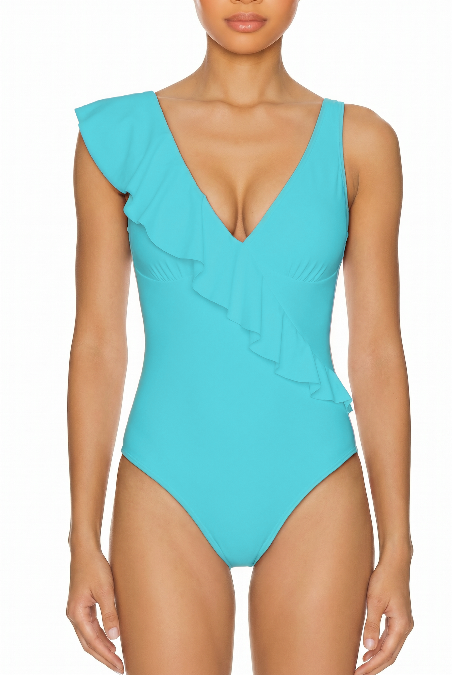 V-Neck Ruffle One-Piece Swimsuit | SWOP006