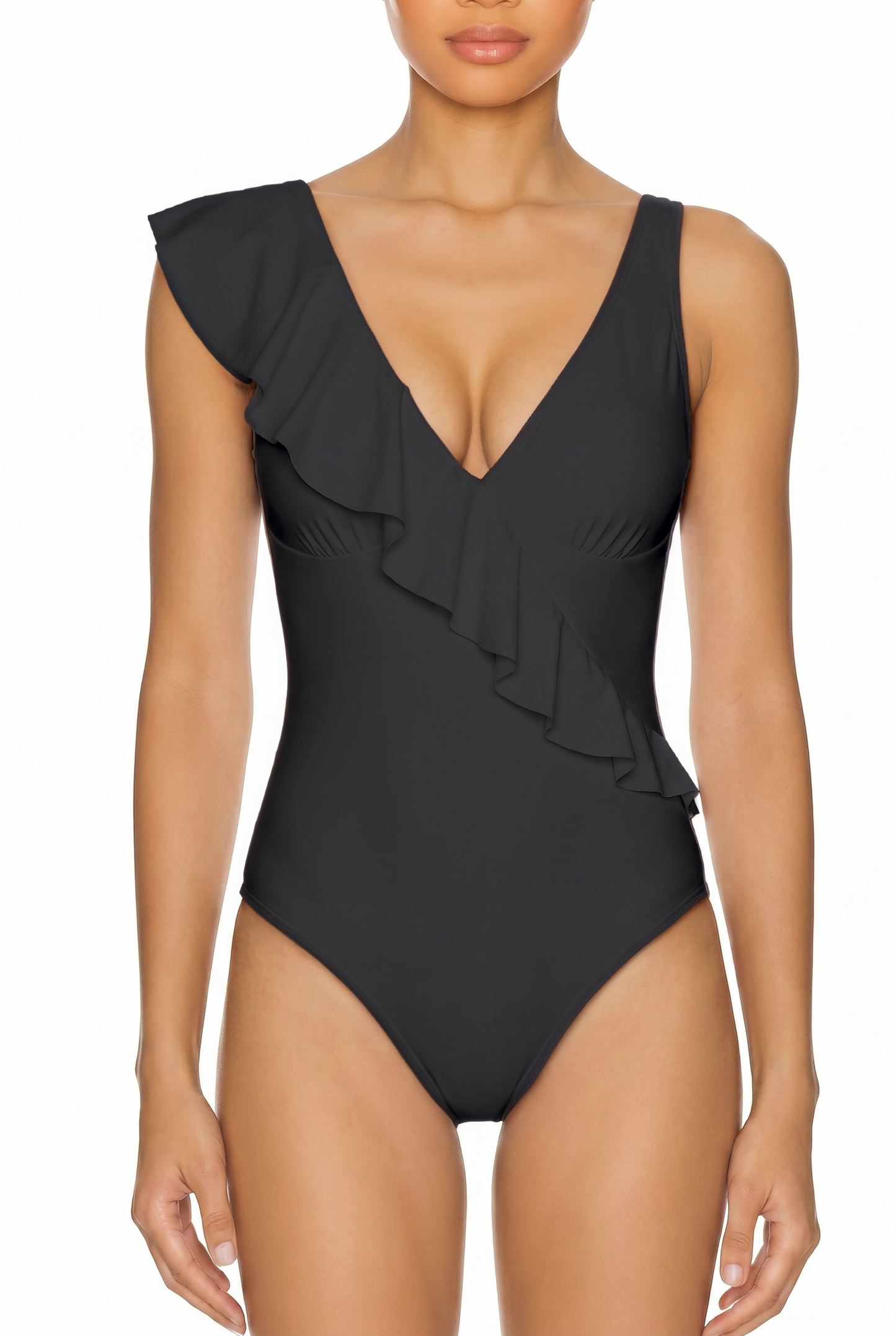 V-Neck Ruffle One-Piece Swimsuit | SWOP006