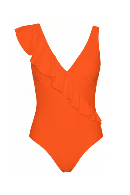 V-Neck Ruffle One-Piece Swimsuit | SWOP006