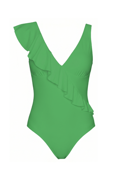 V-Neck Ruffle One-Piece Swimsuit | SWOP006
