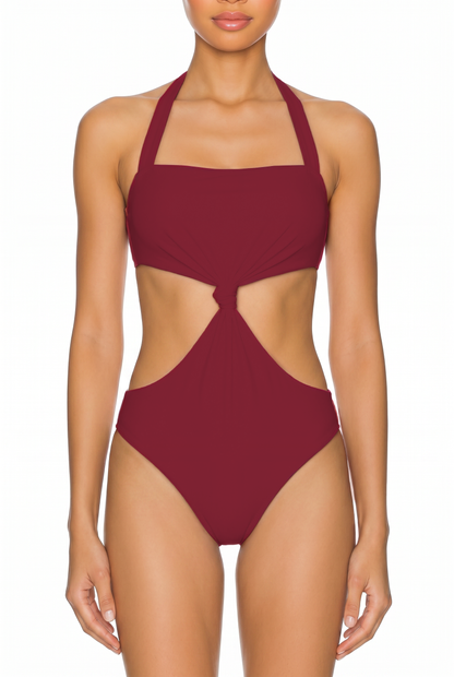 Halter Knot Cutout One-Piece | SWOP012