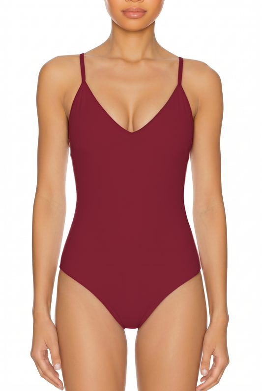 V-Neck Cutout Back One-Piece | SWOP014