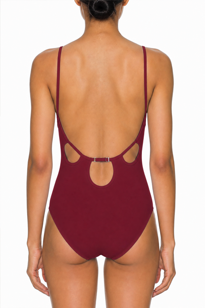 V-Neck Cutout Back One-Piece | SWOP014