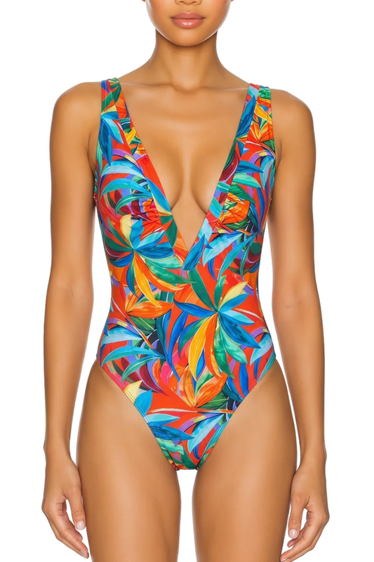 Deep V-Neck Low Back One-Piece | SWOP025