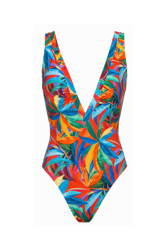 Deep V-Neck Low Back One-Piece | SWOP025
