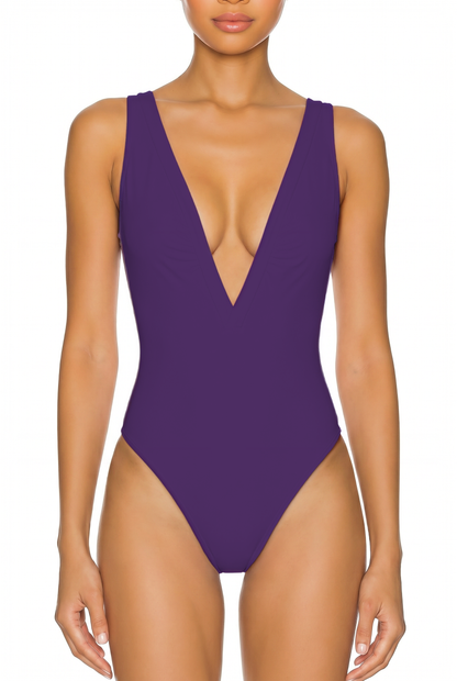 Deep V-Neck Low Back One-Piece | SWOP025