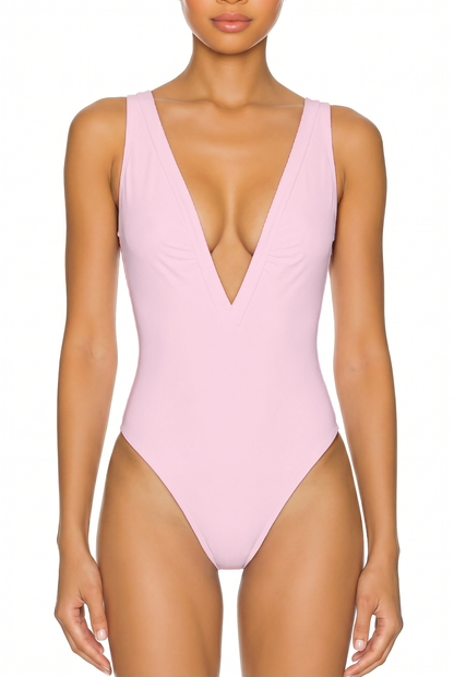 Deep V-Neck Low Back One-Piece | SWOP025