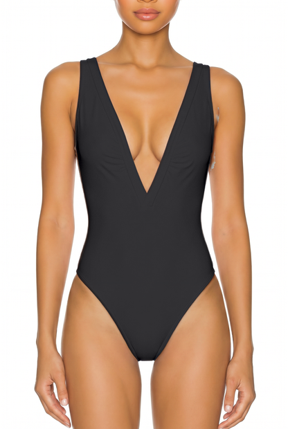Deep V-Neck Low Back One-Piece | SWOP025