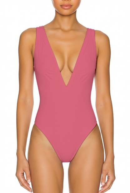 Deep V-Neck Low Back One-Piece | SWOP025