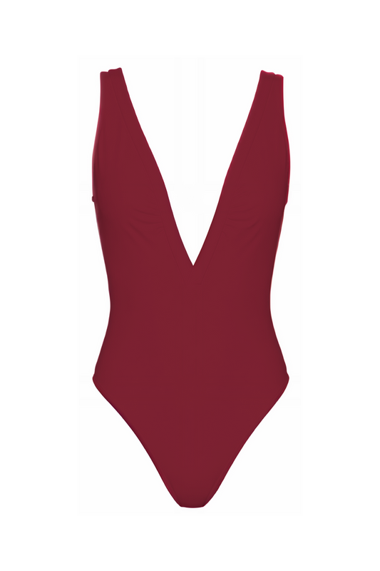 Deep V-Neck Low Back One-Piece | SWOP025