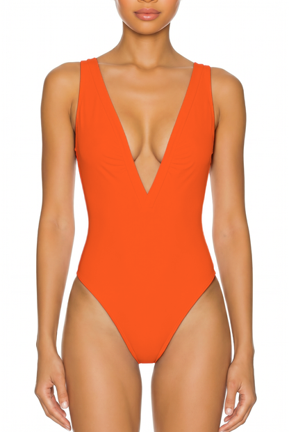 Deep V-Neck Low Back One-Piece | SWOP025