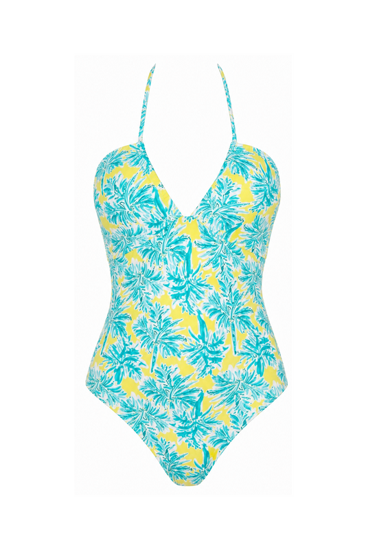 Halter V-Neck Open Back One-Piece | SWOP027