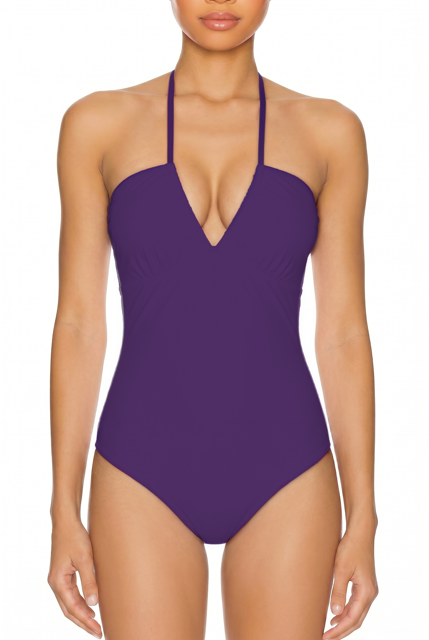 Halter V-Neck Open Back One-Piece | SWOP027