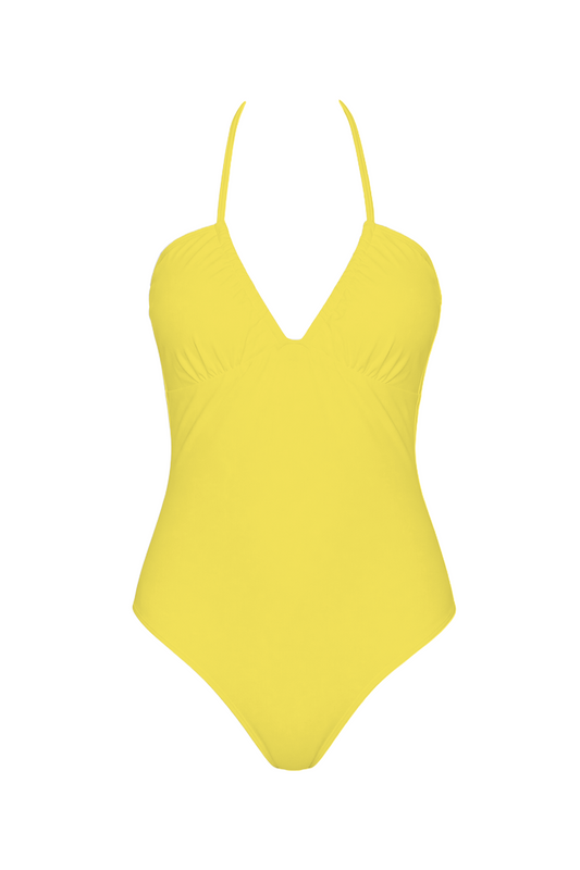 Halter V-Neck Open Back One-Piece | SWOP027