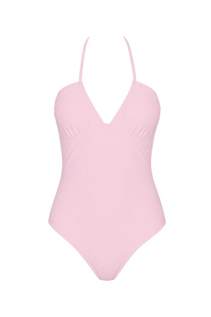 Halter V-Neck Open Back One-Piece | SWOP027