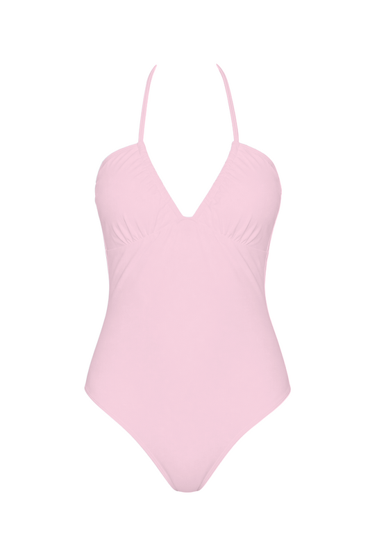 Halter V-Neck Open Back One-Piece | SWOP027