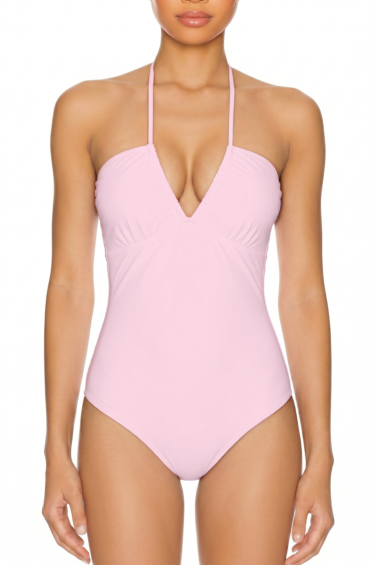 Halter V-Neck Open Back One-Piece | SWOP027