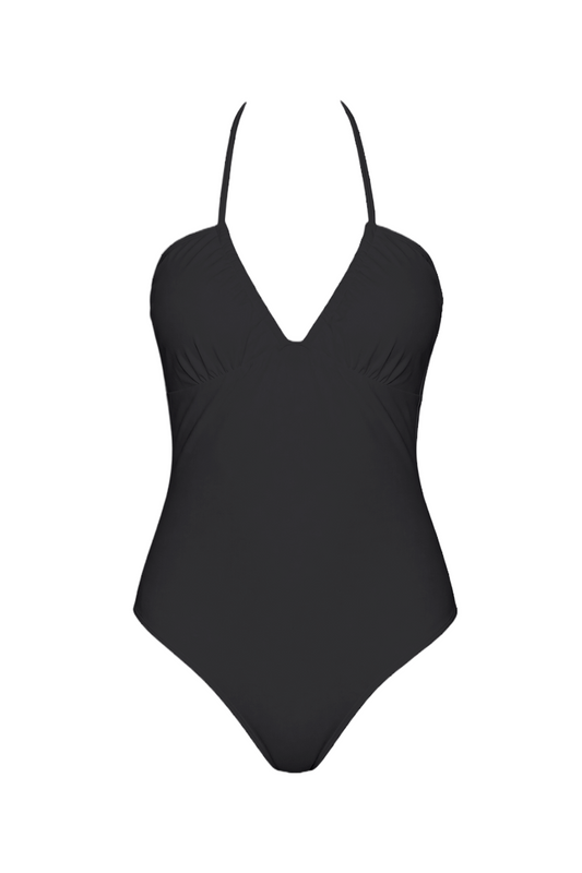 Halter V-Neck Open Back One-Piece | SWOP027