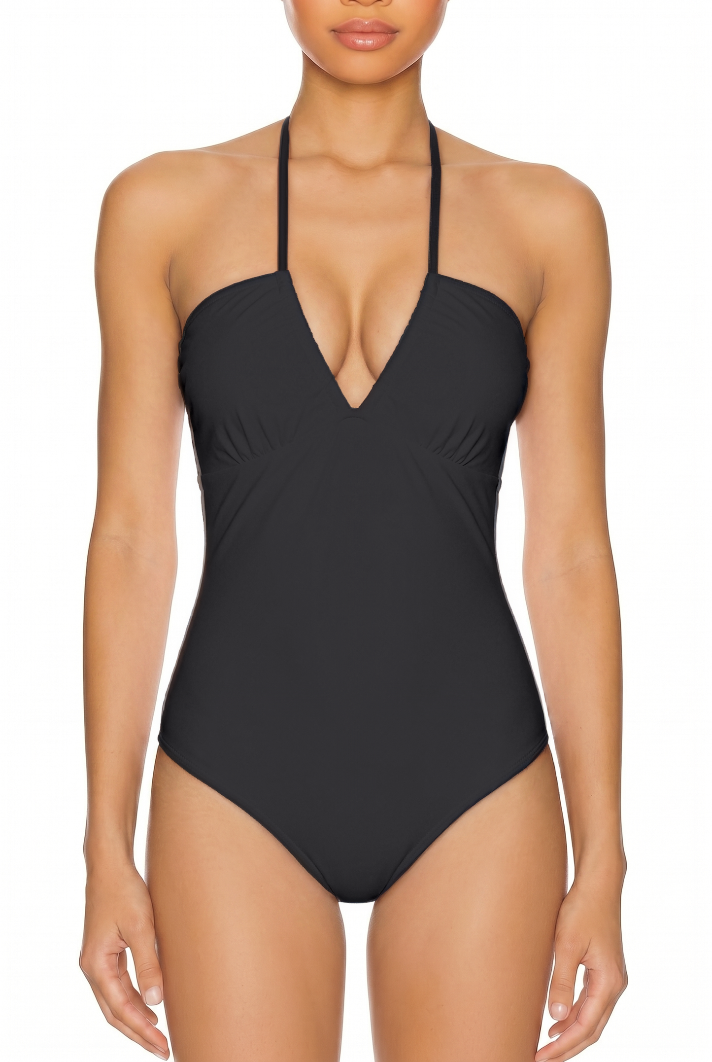 Halter V-Neck Open Back One-Piece | SWOP027