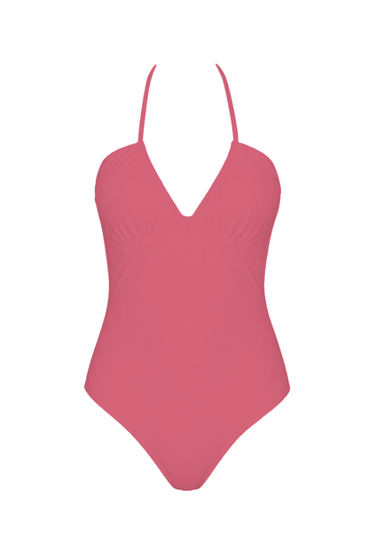 Halter V-Neck Open Back One-Piece | SWOP027