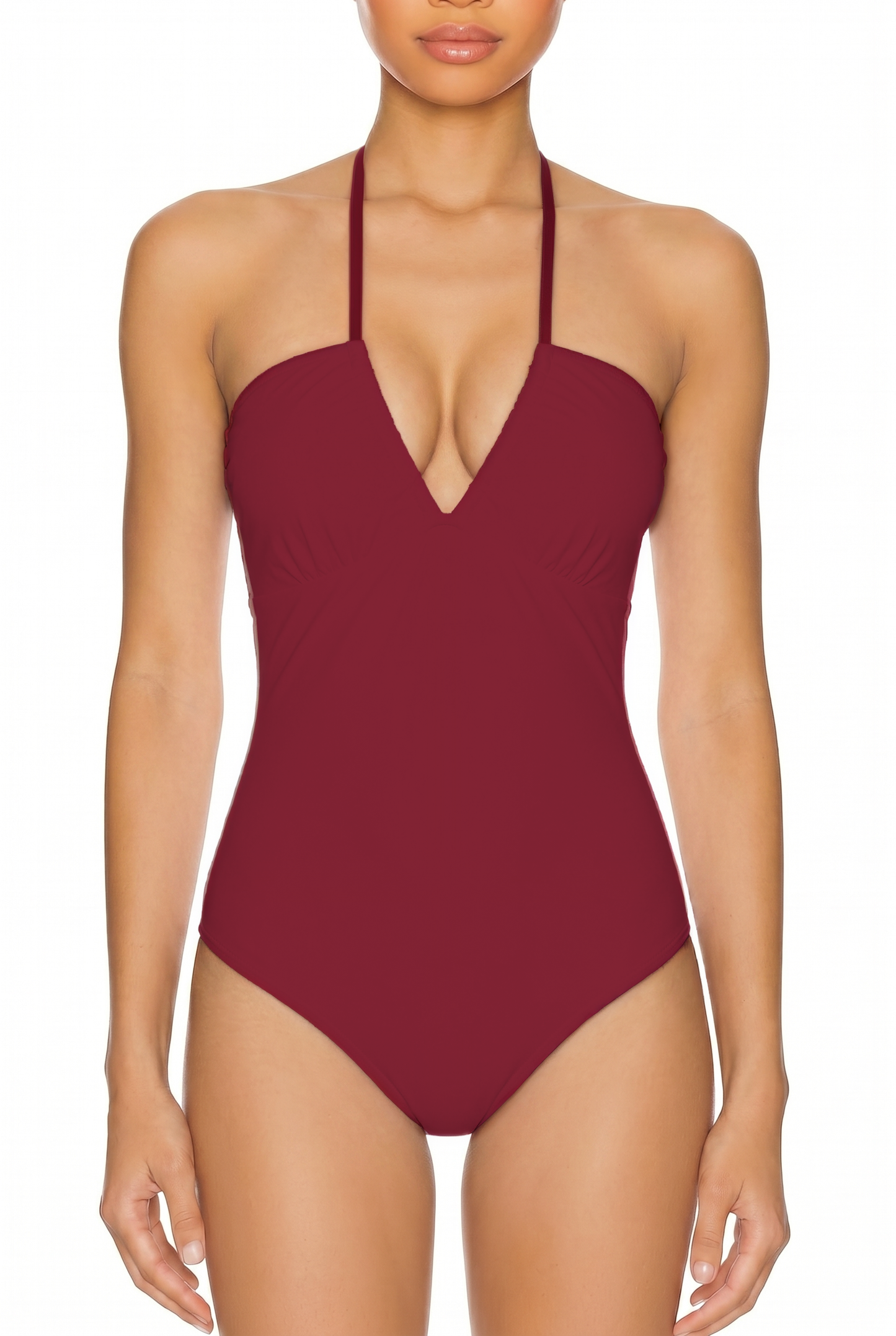 Halter V-Neck Open Back One-Piece | SWOP027