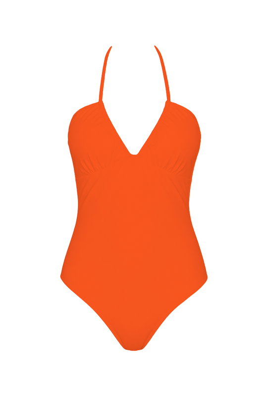 Halter V-Neck Open Back One-Piece | SWOP027