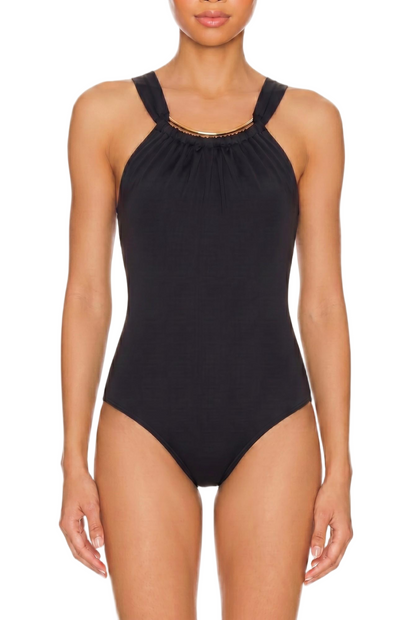 Halter One-Piece with Open Back and Crisscross Straps
