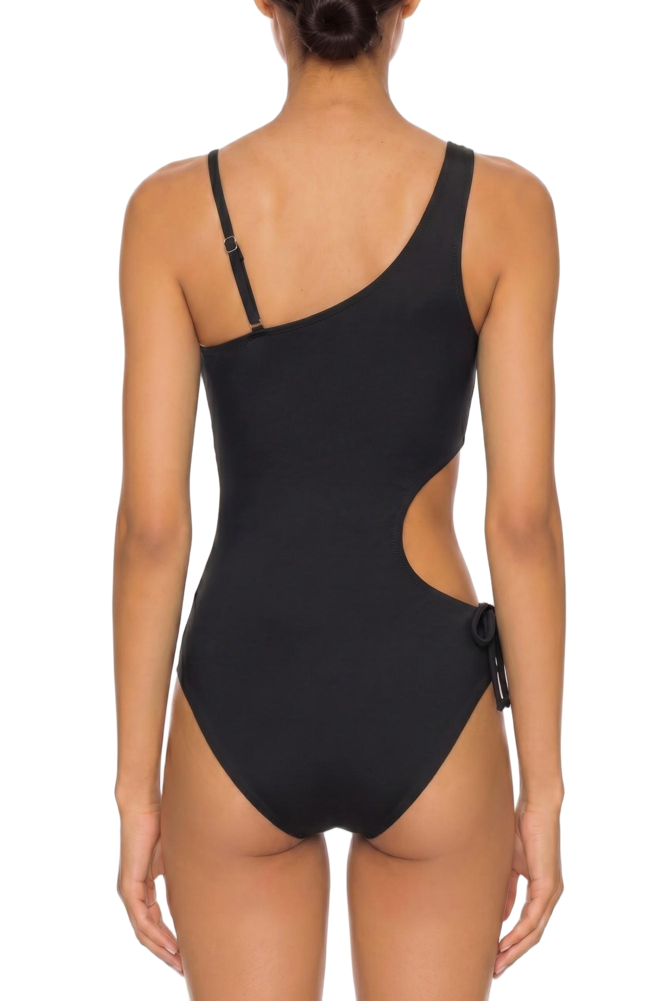 Asymmetric One-Piece Swimsuit with Side Cutouts and Mixed Straps