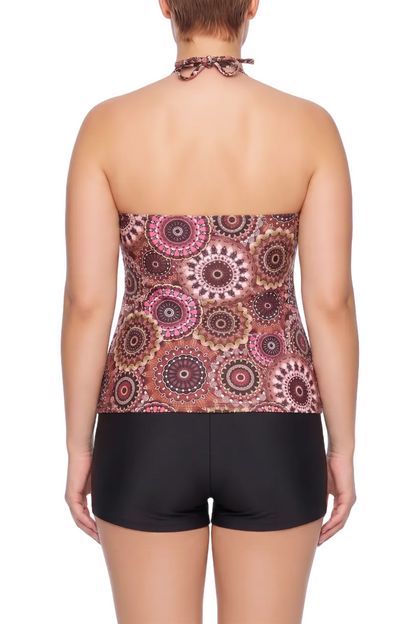Fitted Deep V-Neck Halter Tankini Top with Molded Cups | SWPLT001