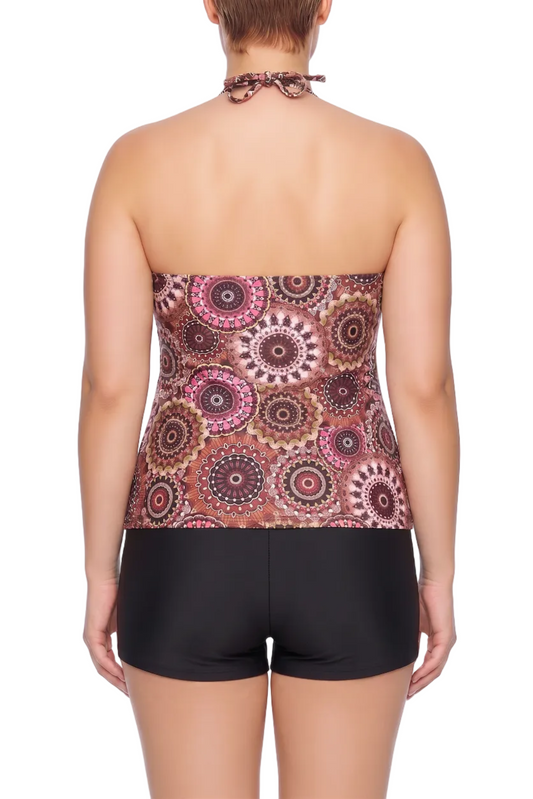 Fitted Deep V-Neck Halter Tankini Top with Molded Cups | SWPLT001