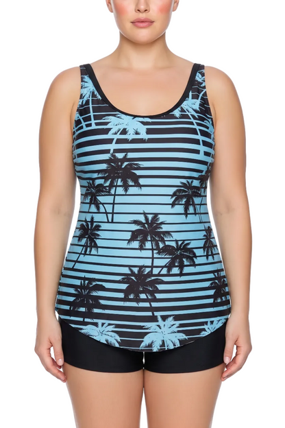 Scoop Neck Tankini Top with Adjustable Straps and Flared Hem | SWPLT004