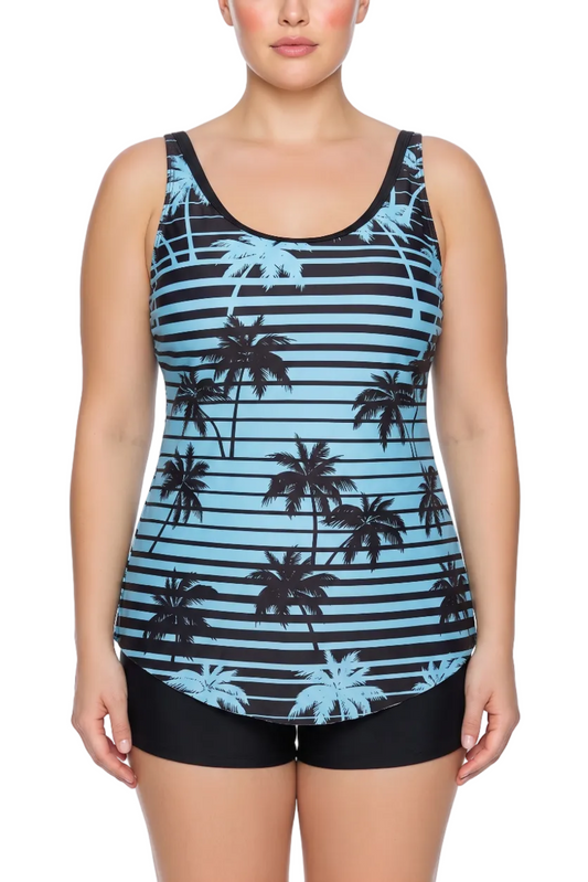 Scoop Neck Tankini Top with Adjustable Straps and Flared Hem | SWPLT004