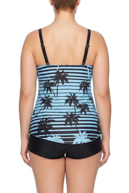 Scoop Neck Tankini Top with Adjustable Straps and Flared Hem | SWPLT004