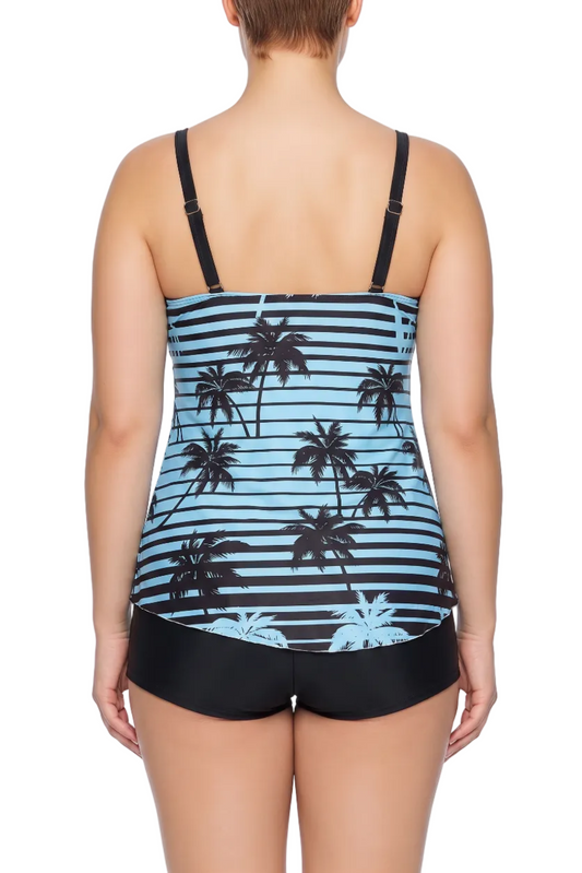 Scoop Neck Tankini Top with Adjustable Straps and Flared Hem | SWPLT004