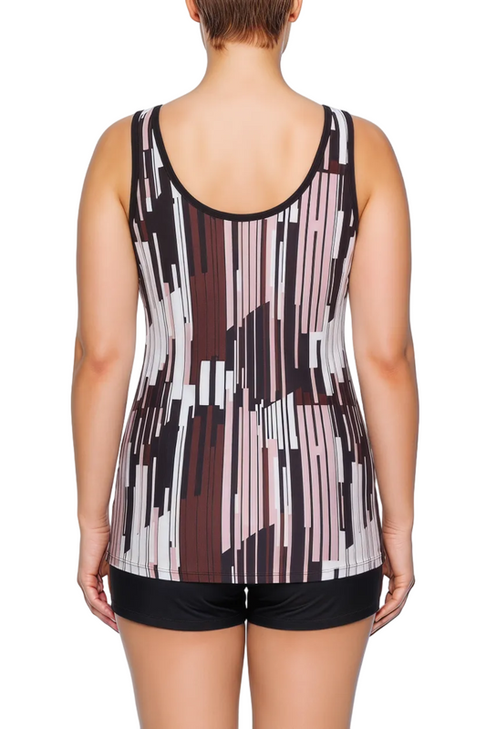 Fitted V-Neck Tankini Top with Crisscross Ring Detail | SWPLT006