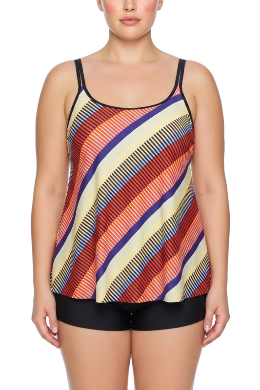 Relaxed Swing Tankini Top with Scoop Neck and Double Straps | SWPLT011