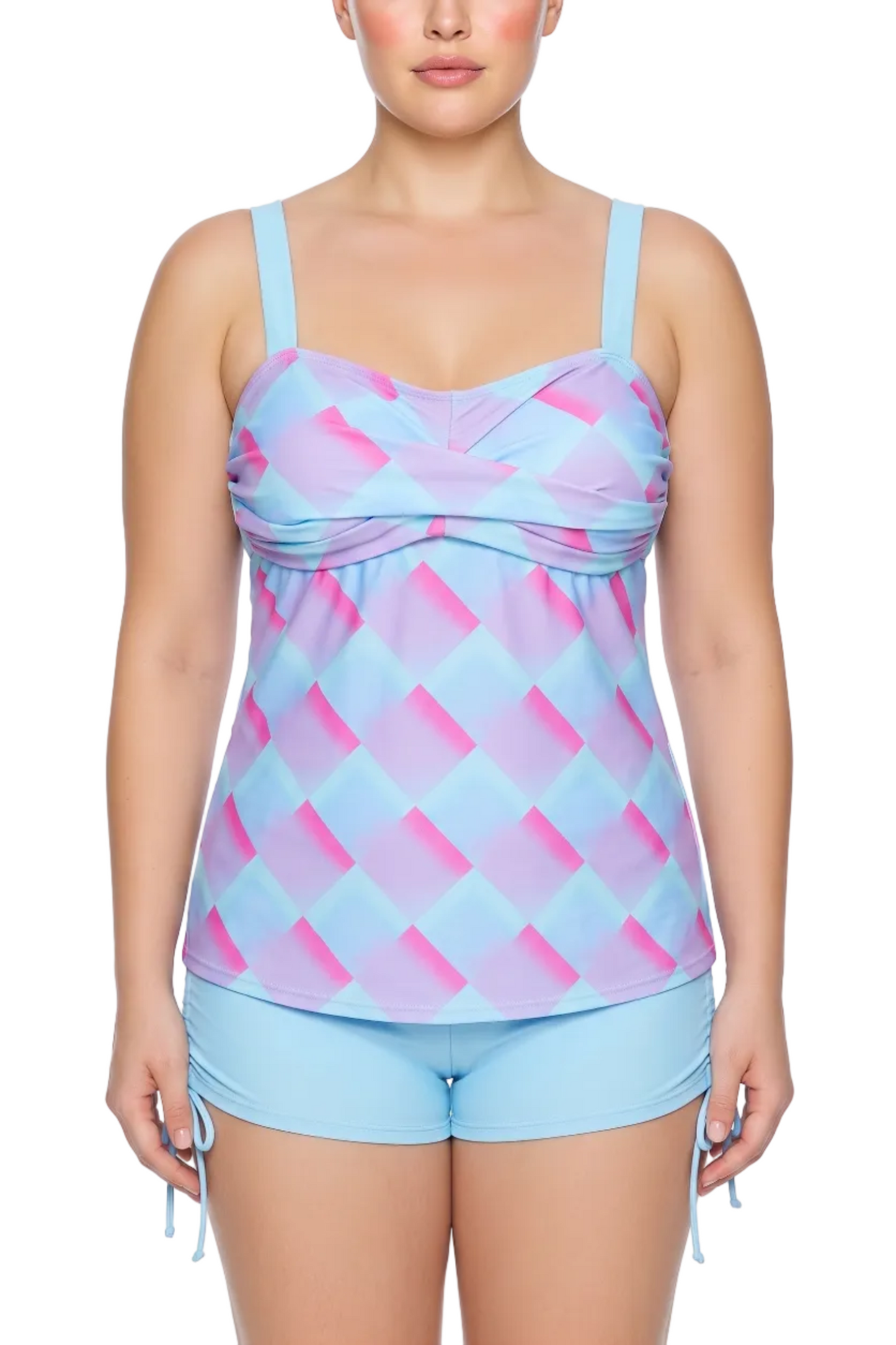 Empire Sweetheart Tankini Top with Twisted Bust and Adjustable Straps | SWPLT016