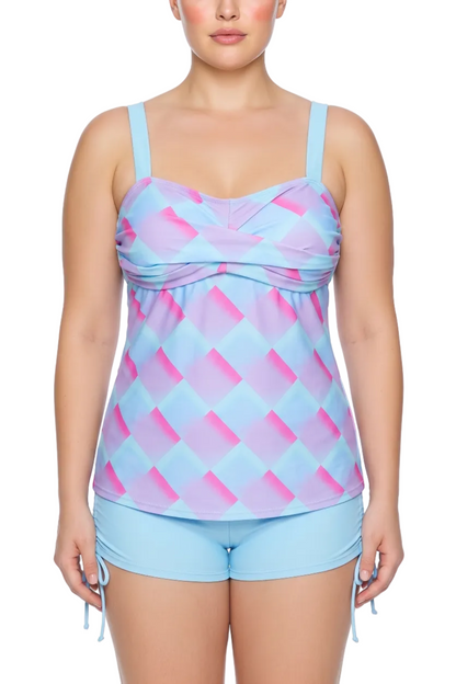 Empire Sweetheart Tankini Top with Twisted Bust and Adjustable Straps | SWPLT016
