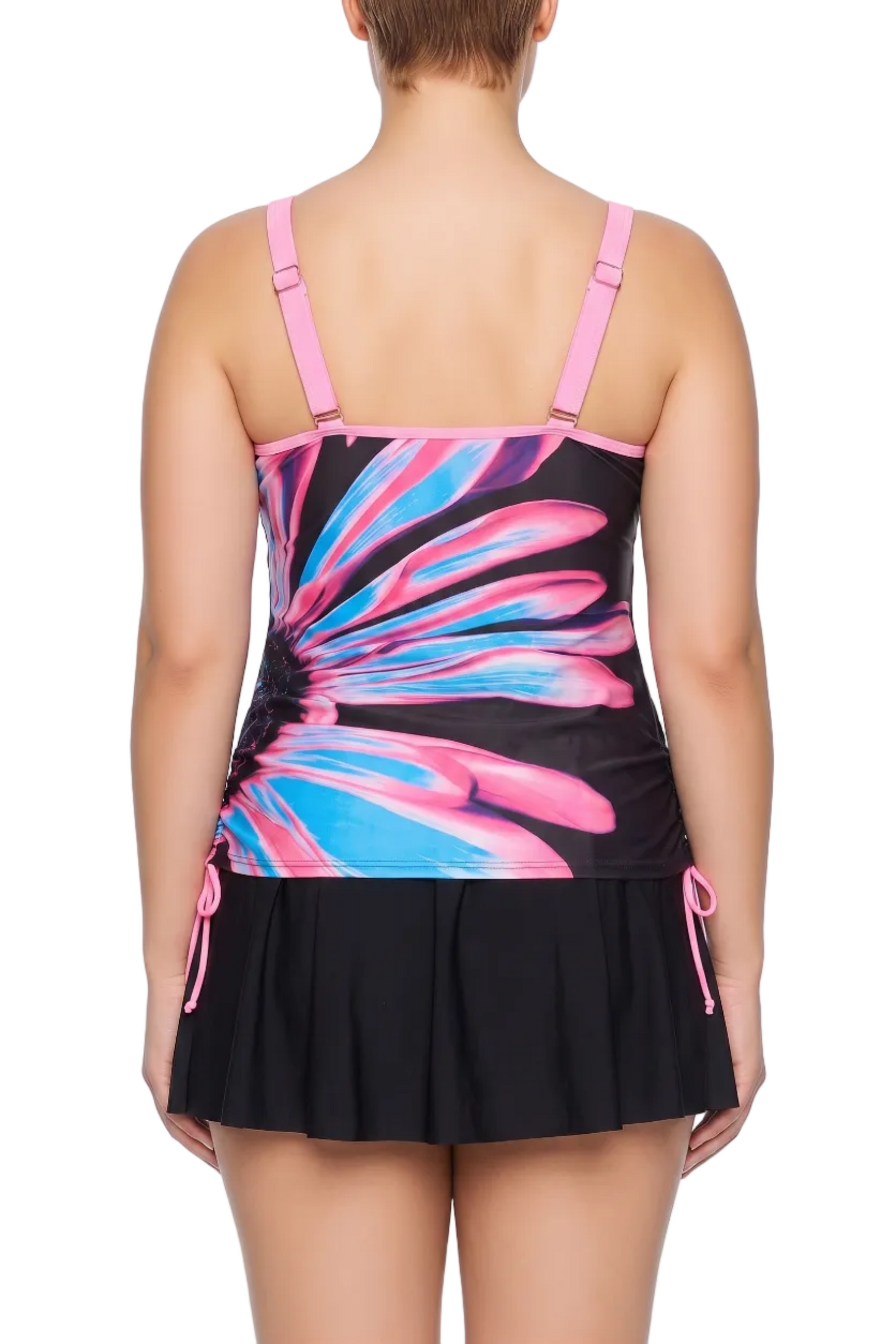 Fitted V-Neck Tankini Top with Crisscross Detail and Side Ties | SWPLT020