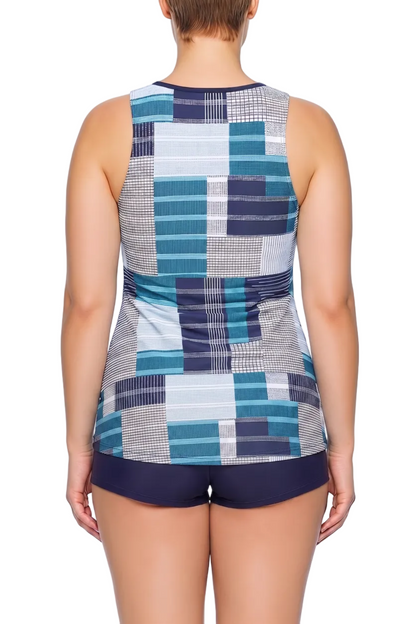 Fitted V-Neck Tankini Top with Crisscross Front Detail | SWPLT022