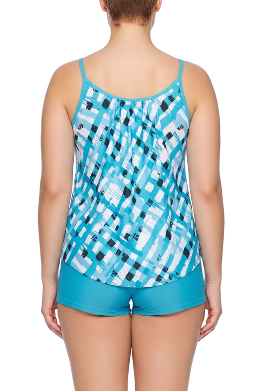 A-Line Scoop Neck Tankini Top with Front Bow Detail | SWPLT023
