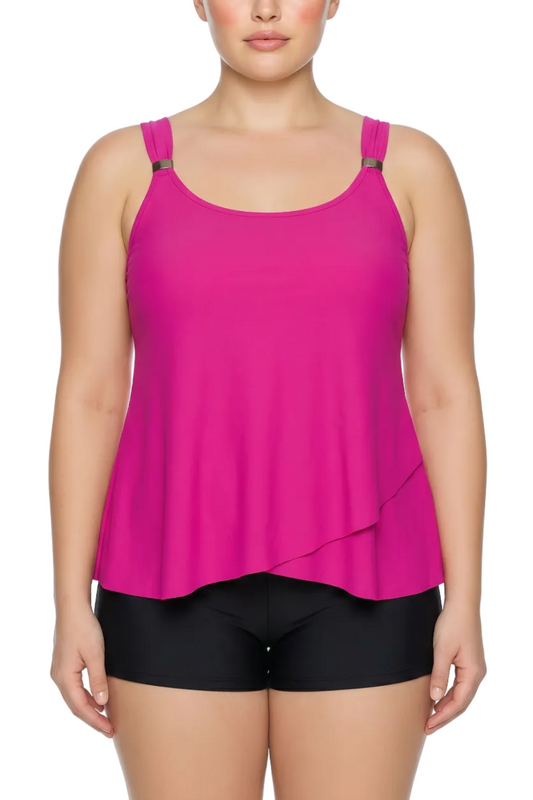 Flowy Ruffle Tankini Top with Ring Detail | SWPLT101