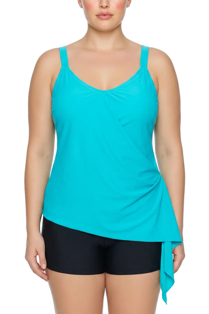 Wrap V-Neck Tankini Top with Side Tie | SWPLT102