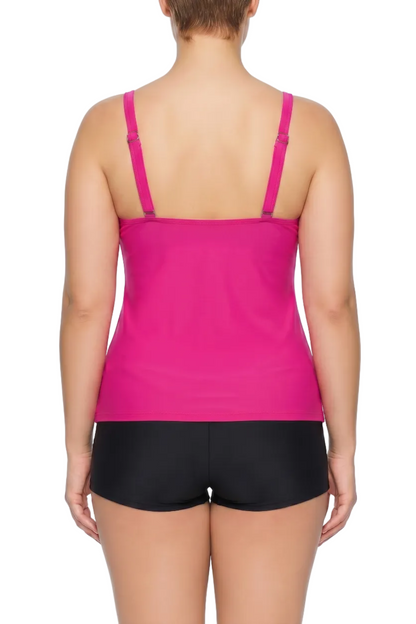 Mesh Neck Layered Ruffle Swim Top | SWPLT103